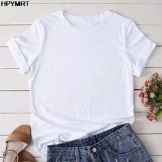 Camiseta de mujer con estampado de corazón de Color deslumbrante moda Casual cuello redondo Camiseta femenina 90s señora joven y elegante chica camiseta femenina _ - AliExpress Mobile Polo Blanco Aesthetic, Cheap White T-shirt With Front Print, Casual White T-shirt With Basic Design, Cheap White Women's T-shirt, Harajuku Women, Clothes Korean Style, Female Shorts, Color Heart