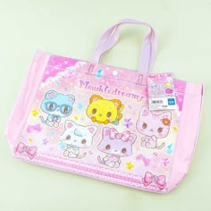 Head to the pool with this super kawaii tote bag illustrated with prints of Mewkledreamy characters! It's made of vinyl fabric that's resistant to water. This tote has a button closure and a semi-transparent inner pocket. A cute vinyl tote bag featuring prints of Mewkledreamy characters Features a button closure and a semi-transparent inner pocket Made of vinyl material that's resistant to water Original licensed product from Sanrio Japan Pink Cartoon Print Travel Bag, Pink Cartoon Print Bag For Everyday Use, Multicolor Character Print Bags For Daily Use, Cute Pink Bags With Cartoon Print, Pink Bags With Cartoon Print For Daily Use, Playful Hello Kitty Print Rectangular Bags, Playful Multicolor Character Print Bags, Playful Character Print Multicolor Bag, Playful Multicolor Bags With Character Print