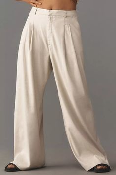 Maeve Linen Wide-Leg Trouser Pants | Anthropologie Dramatic Dresses, High Rise Pants, 50 Fashion, Trouser Pants, Linen Pants, Wide Leg Trousers, Flare Pants, Welt Pocket, Wide Leg Pants