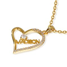 Express your feelings to a special someone with a personalized heart pendant.Let your personality shine through and customize your very own personalized necklace for a simple statement that's bound to turn heads.Personalized heart necklaces never go out of style!Chain Type: Cable chainWeight: 1.6 gWidth: 18 mmHeight: 24 mmThickness: 2.3 mmMaterial: 925 SilverPlating Color: Yellow Gold Heart Necklaces, Express Your Feelings, Necklace Online, Personalized Necklace, Sterling Silver Necklace, Out Of Style, Quality Jewelry, Chain Lengths, Heart Necklace