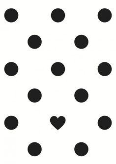 black and white polka dots with a heart in the middle