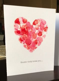 a card with a heart made out of watercolors on it that says, thank - body loves you