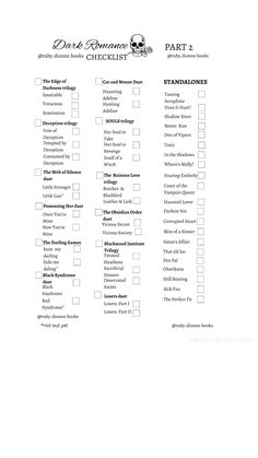 a checklist with the names and numbers for each item in it's list