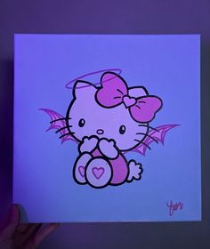 Hello kitty for the girlies 
Angelic Hello Kitty Paintings Aesthetic, Drawings On Canvas Aesthetic, Painting Of Hello Kitty, Painting Ideas Edgy Easy, Yk2 Painting Ideas, Hello Kitty Painting Y2k, Cute Paintings Hello Kitty, Hello Kitty Watercolor Painting, Hello Kitty Art Ideas