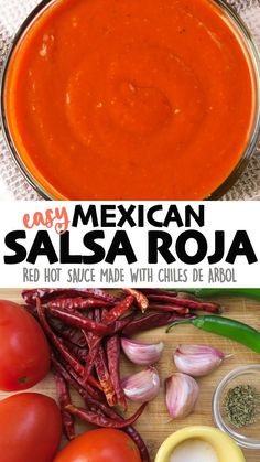 this mexican salsa is made with red hot sauce and chile de arboli it's so good