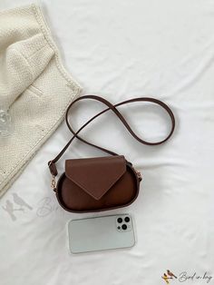 Bird in Bag - Leather Flap Shoulder Bag with Itch Design Chic Brown Phone Bag For On-the-go, Chic Brown Clutch Phone Bag, Chic Brown Satchel Phone Bag, Chic Brown Phone Bag With Removable Pouch, Flap Shoulder Bag, Bird In Bag, Bag Bag, Save The Planet, Square Bag