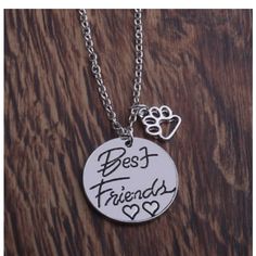 For Dog Or Cat Moms Lovers Only! This Necklace Is All About Love. Nickel-free Stainless Steel Friendship Necklace, Nickel-free Stainless Steel Necklace For Friendship, Silver Round Charm Necklace For Friendship, Stamped Sterling Silver Necklace For Best Friend, Silver Stamped Necklaces For Best Friend Gift, Sterling Silver Round Charm Necklace For Best Friend, Sterling Silver Round Charm Necklaces For Best Friend, Silver Stamped Necklace For Best Friend Gift, Engraved Necklaces For Friendship