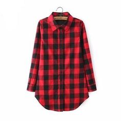 Vintage Overszied Red Black Plaid Flannel Tee Shirt Button Up – sunifty Winter Cotton Blouse With Button Closure, Winter Cotton Blouse With Buttons, Trendy Plaid Winter Blouse, Trendy Plaid Blouse For Winter, Winter Cotton Button-up Blouse, Casual Red Blouse For Winter, Trendy Spring Flannel Shirt For Work, Trendy Winter Flannel Shirt With Buttons, Trendy Winter Flannel Shirt