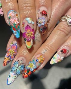 Kids Manicure, Stars Colorful, Stronger Nails, Hippie Nails, Colorful Nail, Glamour Nails, Nail Box, Grunge Nails, Classy Acrylic Nails