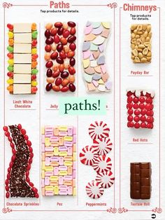 the different types of candy are shown in this poster