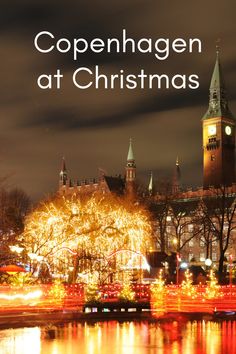 an image of a city at christmas time with the words copenhagen at christmas