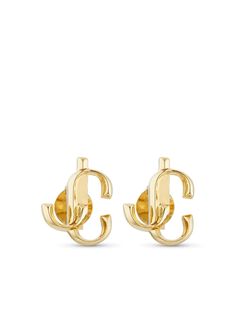 gold-tone logo lettering logo studs butterfly fastening for pierced ears These earrings come as a pair. Stud Earrings Gold, Lettering Logo, Letter Logo, Pierced Ears, Gold Earrings Studs, Earrings Gold, Ear Piercings, Jimmy Choo, Gold Earrings