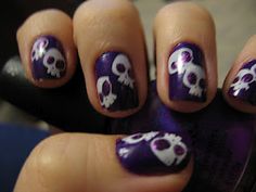 Skulls Nails, Scene Nails, Skull Nail Designs, Skull Nails, Halloween Week, Mens Nails, Hippie Nails, Punk Nails, Goth Nails