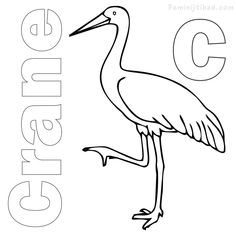 the letter c is for crane coloring page