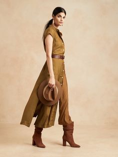 Ravina Maxi Shirt Dress | Banana Republic Safari Outfit Women, Maxi Frocks, Safari Outfit, Trendy Fall Fashion, Safari Dress, Fashion Design Dress, Maxi Shirts, Dry Mustard, Safari Style