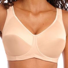 The underwired sports bra goes the extra mile with a wider curvature underwire and double fabric. The result: optimum shape, support and comfort. Features: High performance with average coverage. Wider curvature wire for comfortable, supportive fit. COOLMAX fabric to wick away moisture and feel soft. Double fabric for firm support. Mesh panels for cool comfort. Built-up padded strap for comfort and support. Firm, flat bottom band for good anchorage. Soft hook and eye for extra comfort. Full Figure Lingerie, Training Swimwear, Mastectomy Swimwear, Hipster Pants, Clothing Tape, Post Surgery Bra, Underwire Sports Bras, Mastectomy Bra, Bralette Crop Top