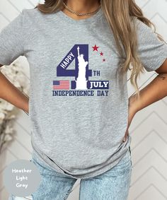 D E S C R I P T I O N  * ✺ Show your patriotic pride in style with my exclusive July 4th t-shirt! Featuring a bold and iconic July 4th design along with a striking silhouette of the Statue of Liberty, this shirt is a perfect choice for celebrating America's independence. Made from premium quality materials, it offers both comfort and durability, making it ideal for wearing during July 4th festivities, parades, barbecues, or any patriotic event. Whether you're a proud patriot or simply love the spirit of Independence Day, this t-shirt is a must-have addition to your wardrobe. Embrace freedom and shop now to make a statement that lasts!    S H I P P I N G * T I M E S * ✺ My items are individually made for each of you. Because of this, my processing time is 2-7 business days (depending on ord Flag Tshirt, Usa Flag, July 4th, Statue Of Liberty, San Jose, 4th Of July, Premium Quality, Graphic Tshirt, Adult Outfits