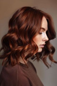 Fall Hair Colors For Gingers, Auburn Balayage Medium Length, Ginger Chocolate Hair, Brown Roots Ginger Hair, Deep Brown Copper Hair, Dark Copper Hair With Money Piece, Auburn Hair Fair Skin, Red Brunette Hair Color, Copper Chocolate Hair