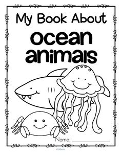 an ocean animal coloring book with the words, my book about ocean animals