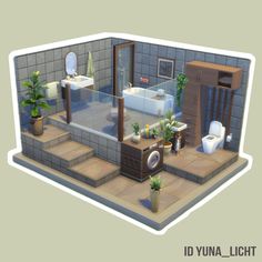 Sims 4 bathroom, without cc. #ts4 #sims4 #sims4bathroom #ts4bathroom Sims 4 Eco House Floor Plan, Sims 4 Chicken Coop Ideas, Sims 4 Bathroom Build, Sims Decoration Ideas, Sims Small Bathroom, Modern Tiny House Sims 4, Sims 4 3x3 Bathroom, Sims 4 Master Bath