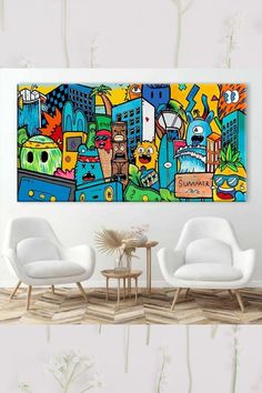 Cheeky pineapple A glass image from the new ART collection for the office Art Painting Living Room, Diy Large Wall Art, Street Art Painting, Colorful Canvas Art, Dorm Art, Graffiti Wallpaper, Graffiti Wall Art