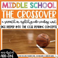 a poster with an image of a basketball on the floor and text reading sixth grade the crossoverer