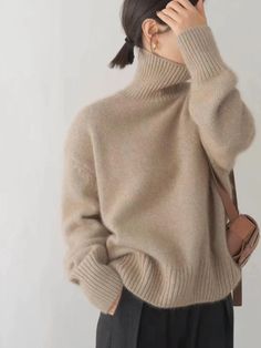 Camel Sweaters, Turtle Neck Jumper, Cashmere Sweater Women, Winter Pullover, Knit Bottom, Estilo Chic, Cashmere Turtleneck, Women Sleeve