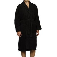 Bring your favorite spa home with the prestigious Cotton Terry Adult Unisex Soft Lightweight Bathrobe. Crafted from premium combed Cotton, this gorgeous robe provides maximum comfort after stepping out of the shower or bath. The terry loop is highly absorbent to offer a comfortable yet luxurious feel all while being extremely durable. This versatile robe features a soft, shawl collar and kimono sleeves for a loose and comfy fit. Finished with a terry belt and a foldable sleeves, this practical r Black Bath, Men's Robes, One Piece Clothing, One Piece Pajamas, Blue Nile, Mens Pajamas, Kimono Sleeve, Comfy Fits, Terry Cloth