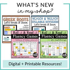 four different games with the words what's new in my shop? and an image of