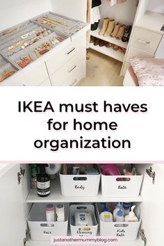 an advertisement for ikea's home organization system