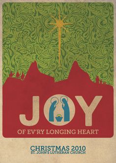 a christmas card with the words joy and an image of a man on top of a mountain