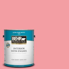 the behr premium plus interior satin enamel paint is light blue and has a white base