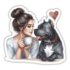 Caucasian Lady Loves Her Pitbull Cricut Expression Projects, Dog Drawing Simple, Pitbull Art, Big Puppies, Sticker Design Inspiration, Birthday Wishes And Images, Dog Decals, Dog Sticker, Colorful Watercolor