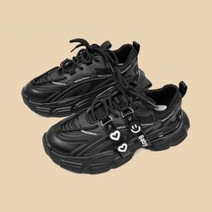 Make a Bold Statement with Sleek Style in our Black Chunky Sneakers! 🖤👟 🌟 Sleek and Versatile: These sneakers are perfect for adding a touch of sophistication and boldness to your look. Ideal for those who appreciate a blend of style and comfort. ✨ Superior Quality: Crafted with precision to ensure top-notch quality. Designed for a comfortable fit and featuring a classic black design with chunky soles. 💫 Versatile and Stylish: These sneakers make a statement, making them suitable for various Black Sneakers Women, Dad Shoe, Shoes Heel, Lightweight Sneakers, Dad Shoes, Casual Sport Shoes, Chunky Sneakers, Black Sneakers, Black Heart