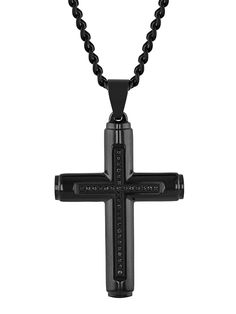 Subtle but endlessly stylish, this pendant features a glimmering black diamond cross framed by black IP stainless steel. The pendant rests on a 24 inch chain with a durable lobster claw clip so that you can take this stunning symbol of faith wherever you go. Pendant: 58MM x 31MM x 4MM Chain: 24"Product Care : To keep your jewelry looking its best, we recommend following these simple care instructions. First, wipe your jewelry clean with a soft, dry cloth to remove any dirt or residue. Avoid using harsh chemicals or abrasives, as these can damage the surface of your jewelry. To prevent scratching, avoid wearing your jewelry while doing physical activities or when it may come into contact with other metals or gemstones. When not in use, store your jewelry in a separate compartment or pouch t Digital Watches For Men, Watches Collection, Latest Watches, Designer Watches, Bootie Sandals, Sneaker Slippers, Diamond Cross, Baby Boy Shoes, Small Accessories