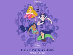 the princesses from disney's half - marathon weekend are featured in this poster