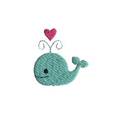 a blue whale with a heart on it's head