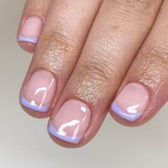 French Manicure Designs For Short Nails Natural, Colored French Tip Nails Natural, Short Acrylic Nails Square Simple French Tips, Purple Nail Art Designs French Tips, Kids French Tip Nails, Spring Nail Inspo Short, Short French Tip Ideas, Structure Manicure, Lavender French Nails