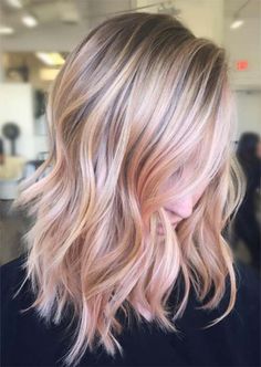 Balayage Hair Trend: Balayage Hair Colors & Balayage Highlights: Rose Gold Balayage Highlights Rose Gold, Rose Hair Color, Blond Rose, Pink Blonde Hair, Gold Hair Colors, Hair Color Rose Gold, Colored Hair Tips, Balayage Blonde