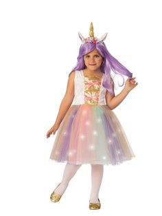 Kids Unicorn Costume - costumes.com Black Unicorn Costume, Unicorn Costume Kids, Unicorn Halloween Costume, Unicorn Ears, Unicorn Light, Sparkly Eyes, Black Unicorn, Purple Wig, Unicorn Halloween