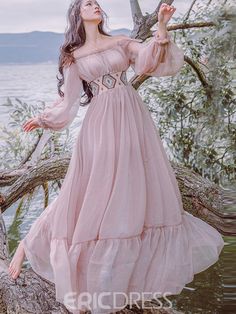 Gaun Koktail, Fairy Prom Dress, Chiffon Long Dress, Robes Vintage, Boho Dresses Long, Fairy Dresses, Fairytale Dress, Chiffon Long Sleeve