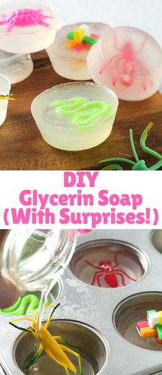 diy glycerin soap with surprises in the cupcake tins