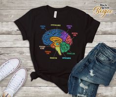 "Anatomy Of the Brain Neuroscience Shirts. Parts Of the Brain Colorful Diagram Neurology Gifts. Colorful diagram neuroscience design featuring Parts of the brain. Amazing neurology, psychology gift. . Great gift idea for your family members for this Christmas, Thanksgiving, birthday. . Dear Customers \"Black White Boujee\" is a premium clothing brand that serves you and only you. We are a team of creative people, who are working to make you look fantastic and unique. We will always use the highe Anatomy Of The Brain, Brain Neuroscience, Parts Of The Brain, Photographer Shirts, Neurology, Beer Shirts, Creative People, Tank Top Long Sleeve