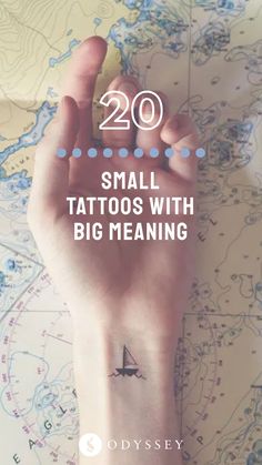 a person's arm with the words 20 small tattoos with big meaning on it