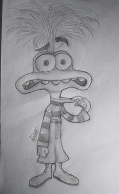 a pencil drawing of a cartoon character