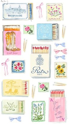 an illustration of matches and other items on a white background with the words paris written in french