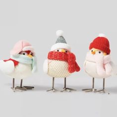 New In Box Wondershop Mini Fabriccolorful Winter Clad Trio Bird Set From The 2021 Target Collection 2.5”H X 3.25”W X 3.0”D Scarf Making, Winter Garland, Winter Birds, Target Holiday, Red Color Schemes, Three Birds, Seasonal Displays, Winter Bird, Indoor Christmas Decorations