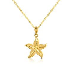 "14k solid gold starfish pendant on 18\" solid gold chain. pendant measures 1\" by 3/4\". perfect match to the earrings we have in our shop. ** includes 14k solid gold 18\" chain **" 14k Gold Starfish-shaped Jewelry, 14k Gold Jewelry With Starfish Charm, 14k Yellow Gold Starfish Jewelry, Gold Jewelry With Starfish Charm In 14k Gold, Gold Starfish Charm Jewelry In 14k Gold, Gold Chain Pendant, Sea Jewelry, Mermaid Pendant, Mermaid Jewelry