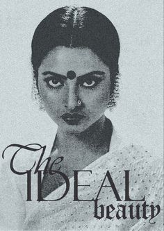 an advertisement for the ideal beauty magazine with a woman's face painted in black and white