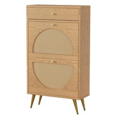 a wooden cabinet with two doors and one drawer